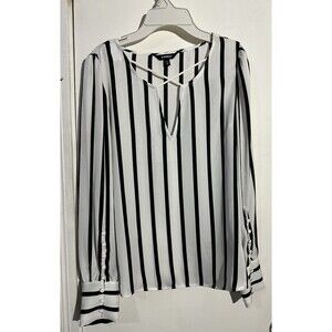 Express Black & White Striped Long Sleeve Blouse Size XS
